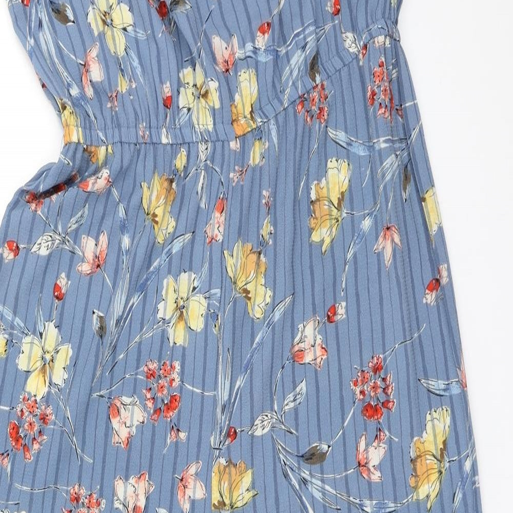 Peacocks Womens Blue Floral  Jumpsuit One-Piece Size 14