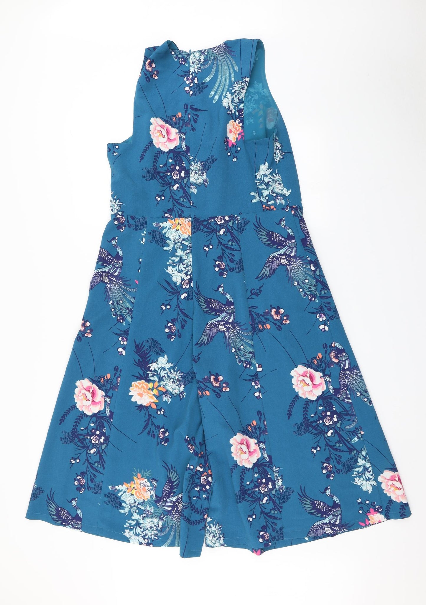 George Womens Blue Floral  Jumpsuit One-Piece Size 14