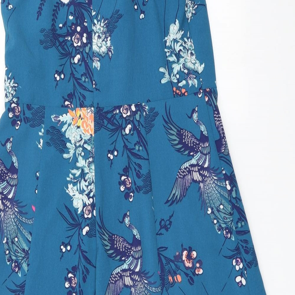 George Womens Blue Floral  Jumpsuit One-Piece Size 14