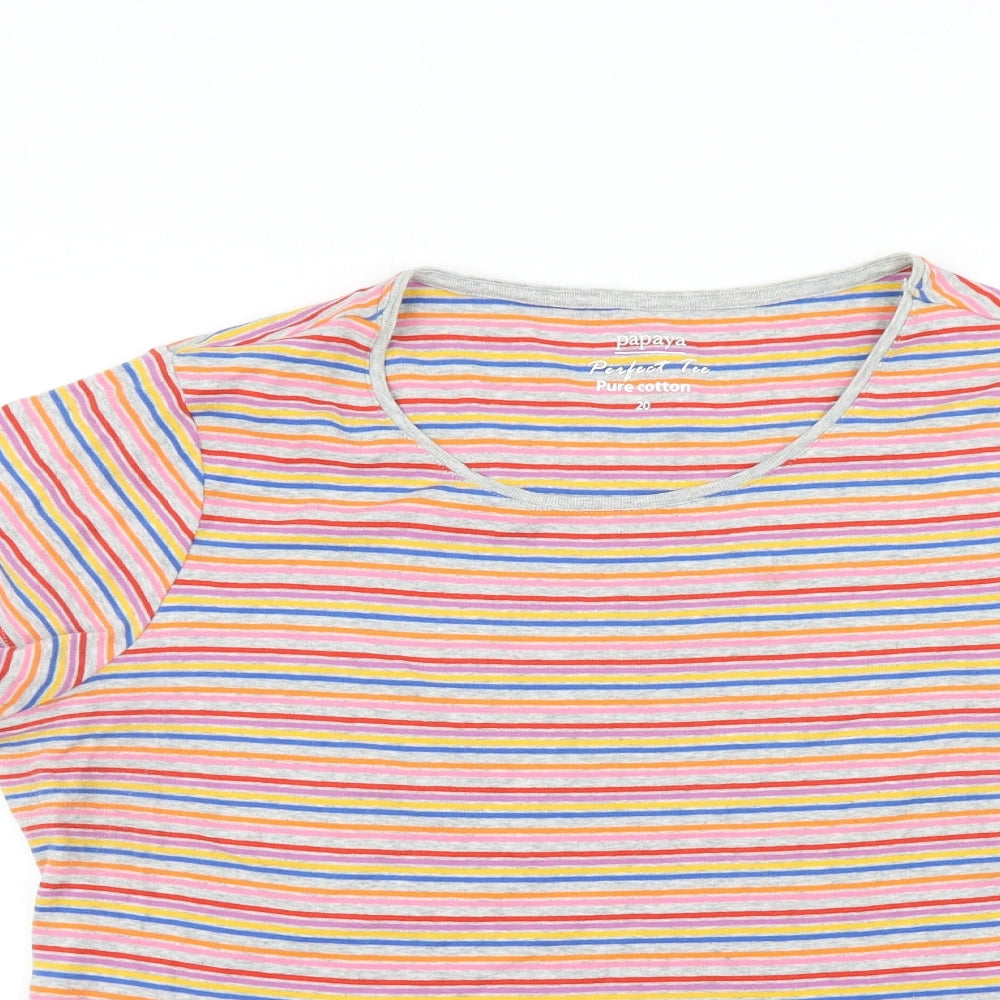 Papaya Womens Multicoloured Striped  Basic T-Shirt Size 20