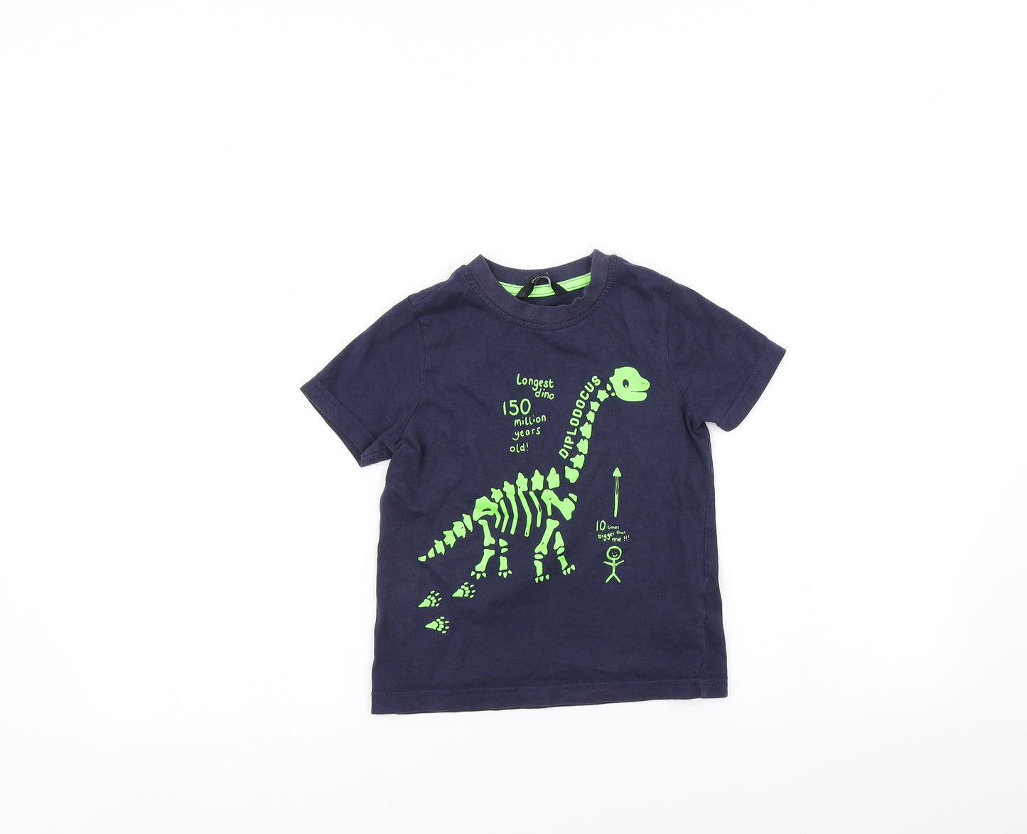 George Boys Blue   Basic T-Shirt Size 3-4 Years  - Dinosaur