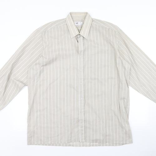 MC Mens Brown Striped   Button-Up Size 17