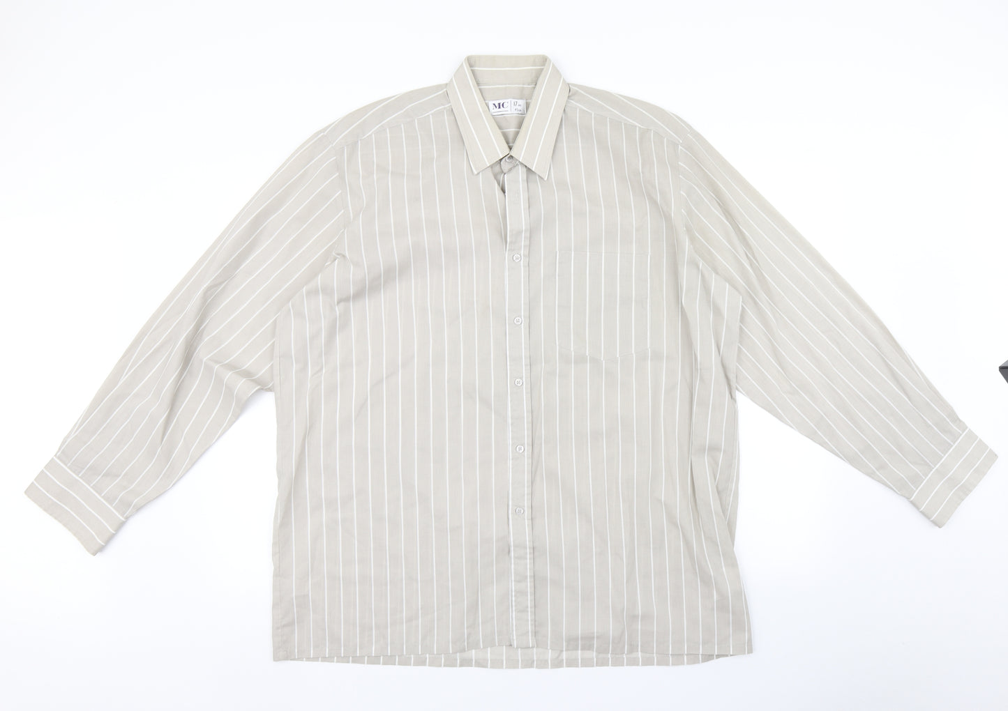 MC Mens Brown Striped   Button-Up Size 17