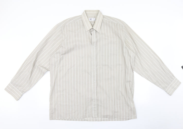 MC Mens Brown Striped   Button-Up Size 17