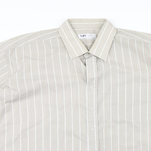 MC Mens Brown Striped   Button-Up Size 17