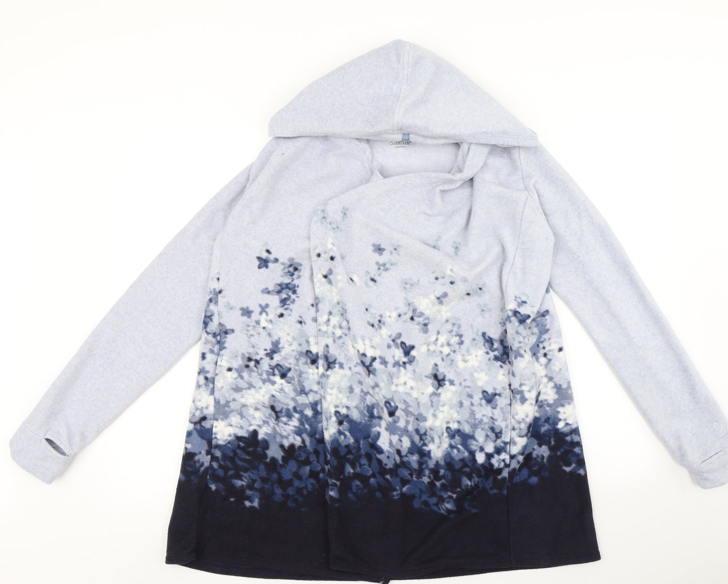 Cuddi Duds Womens Blue Floral  Cardigan Jumper Size M