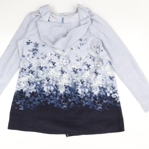 Cuddi Duds Womens Blue Floral  Cardigan Jumper Size M