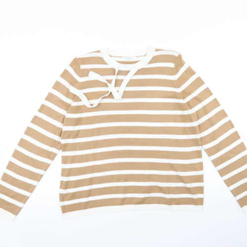 Marks and Spencer Womens Beige Striped  Pullover Jumper Size 12