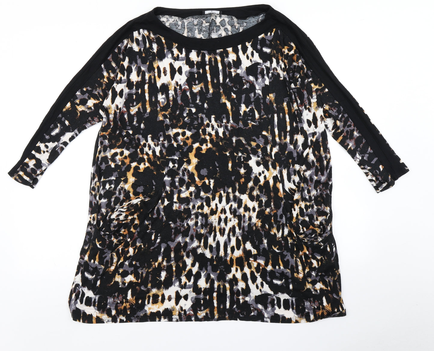 Waliis Womens Black Animal Print  Basic T-Shirt Size XL