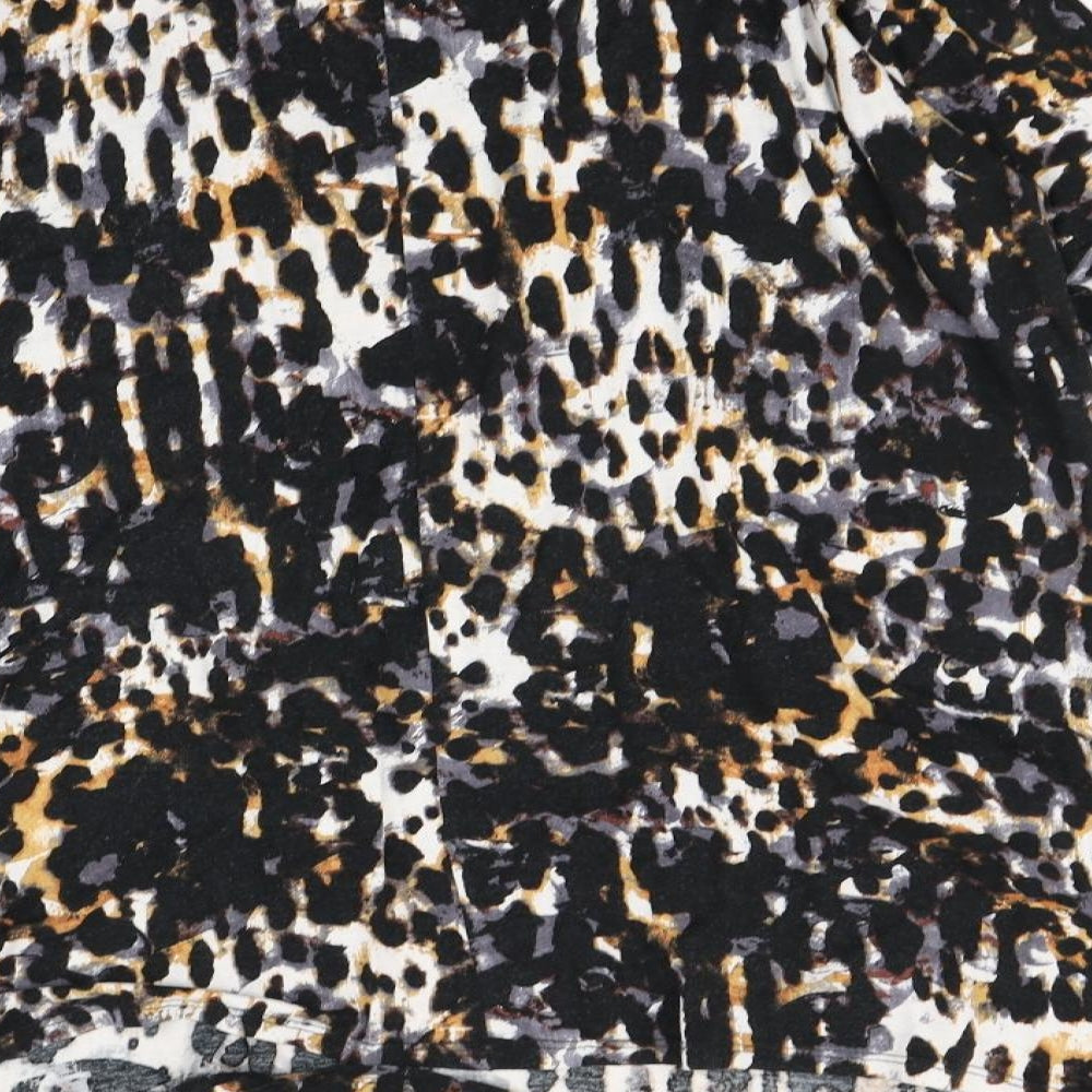 Waliis Womens Black Animal Print  Basic T-Shirt Size XL