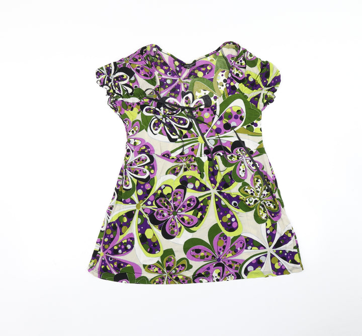 James Lakeland Womens Green Floral  Basic Blouse Size M