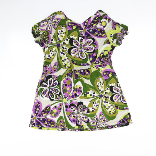 James Lakeland Womens Green Floral  Basic Blouse Size M