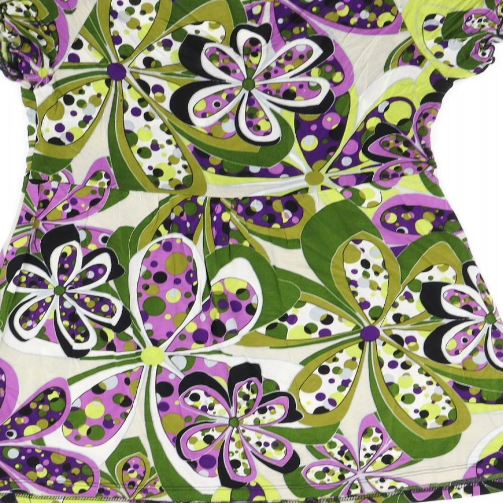 James Lakeland Womens Green Floral  Basic Blouse Size M