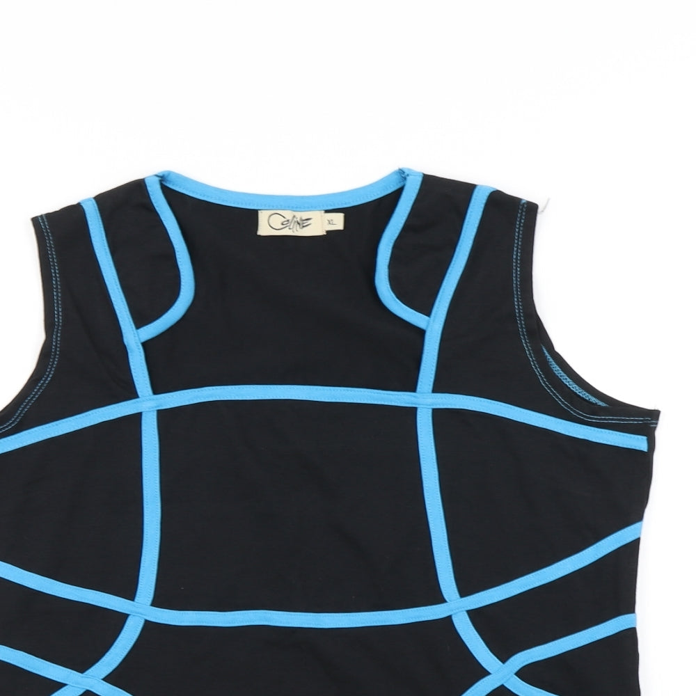 Coline Womens Black Striped  Basic Tank Size XL