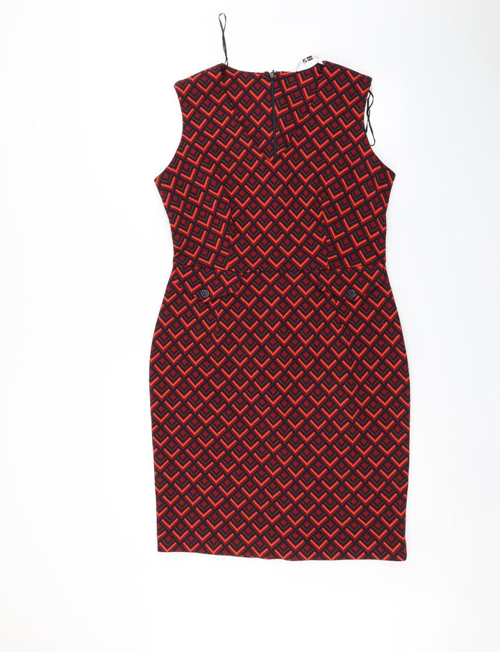 TU Womens Red Argyle/Diamond Bodycon Size 12