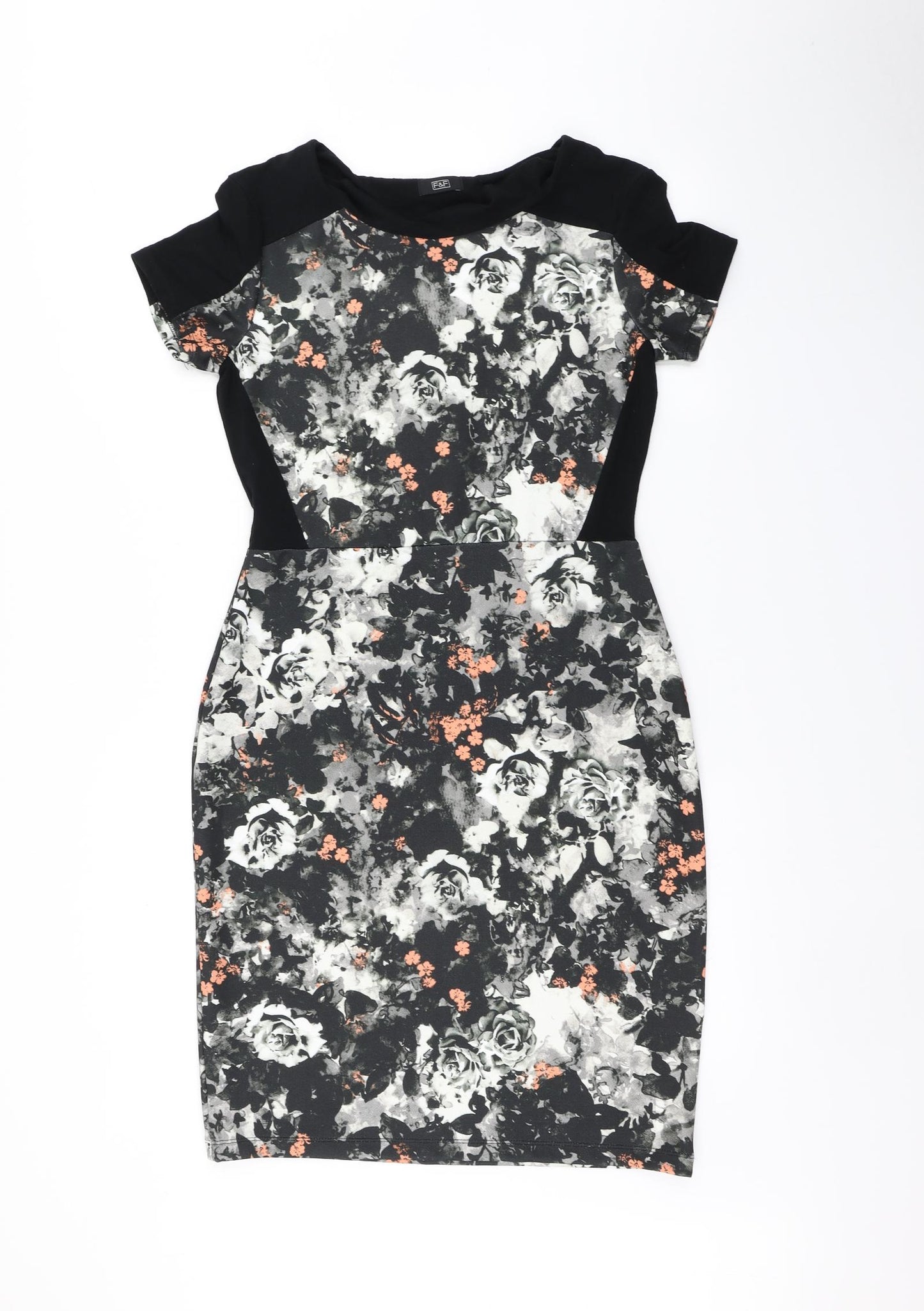 F&F Womens Black Floral  Bodycon  Size 12