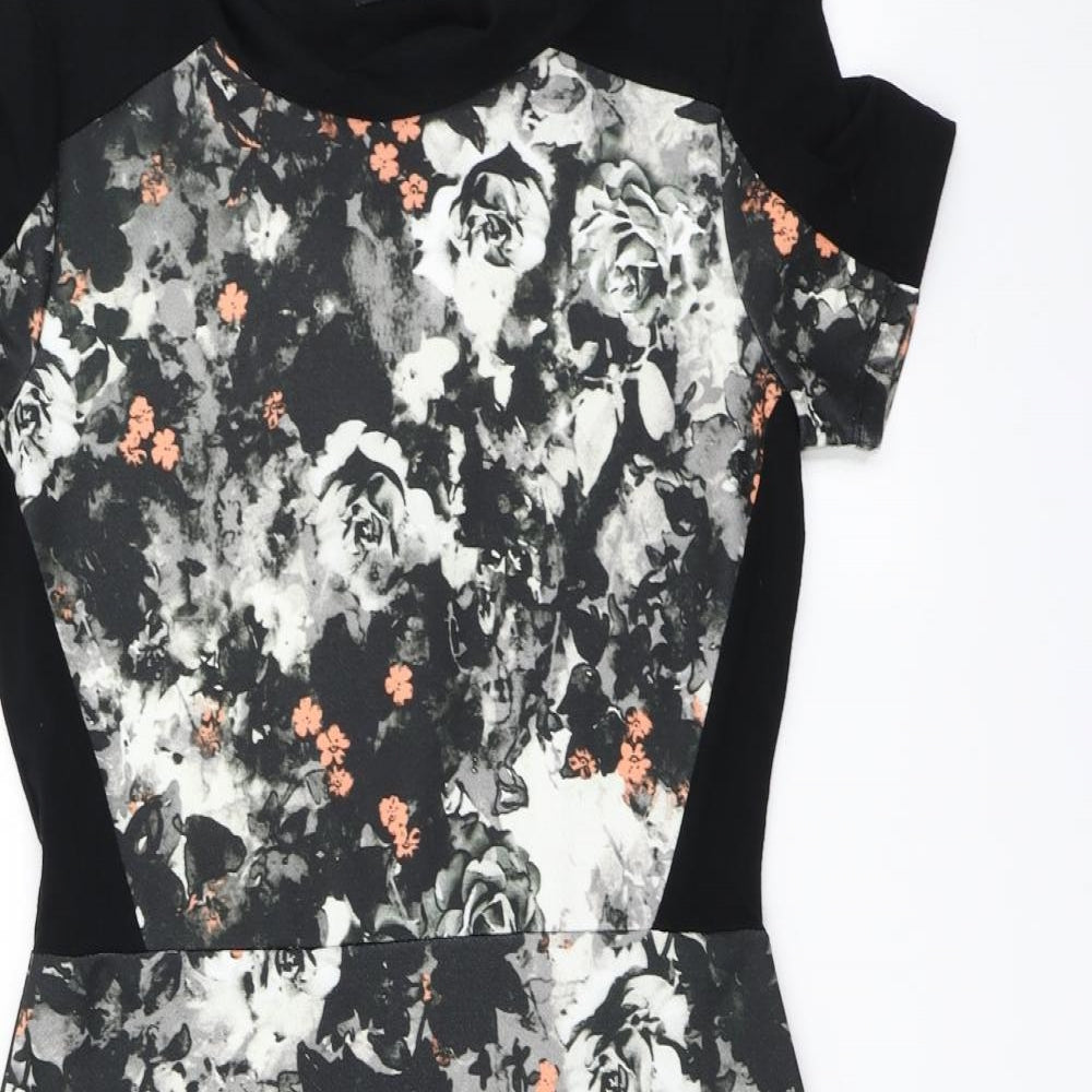 F&F Womens Black Floral  Bodycon  Size 12