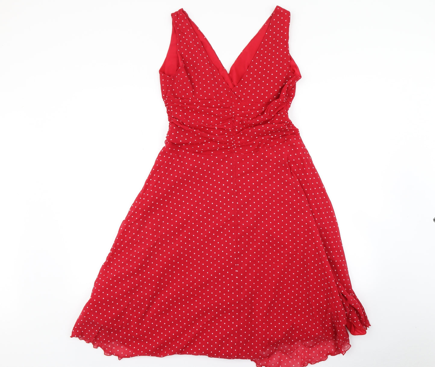 debehams Womens Red Polka Dot  Fit & Flare  Size 16