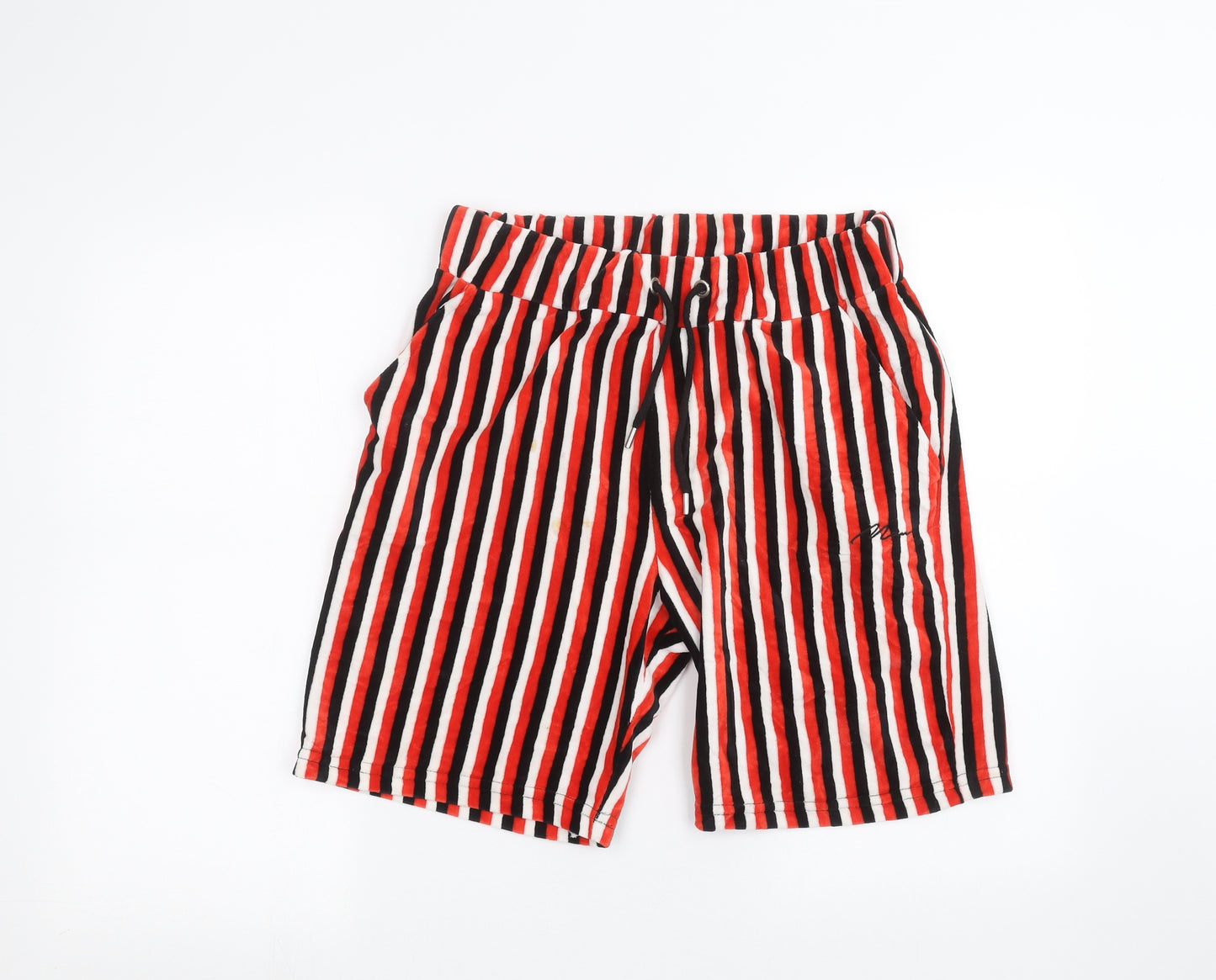 Boohoo Mens White Striped  Sweat Shorts Size M