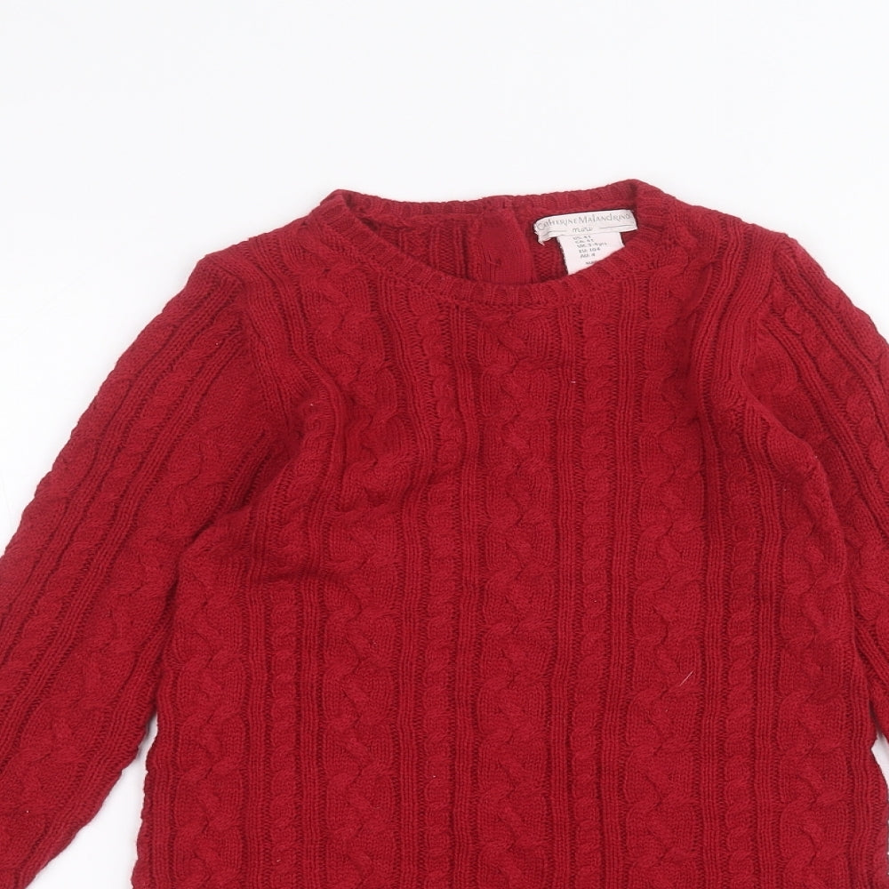 Catherine Malandrino Girls Red   Basic T-Shirt Size 4 Years