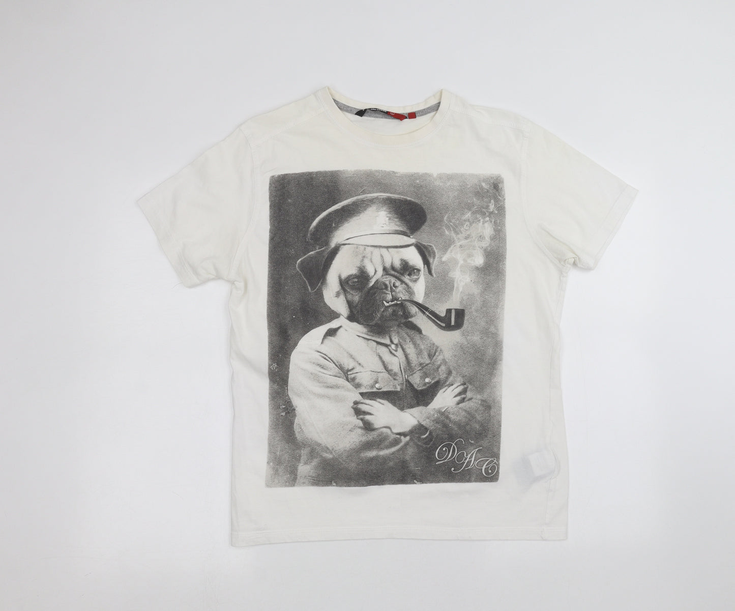 Duck & Cover Mens White    T-Shirt Size M