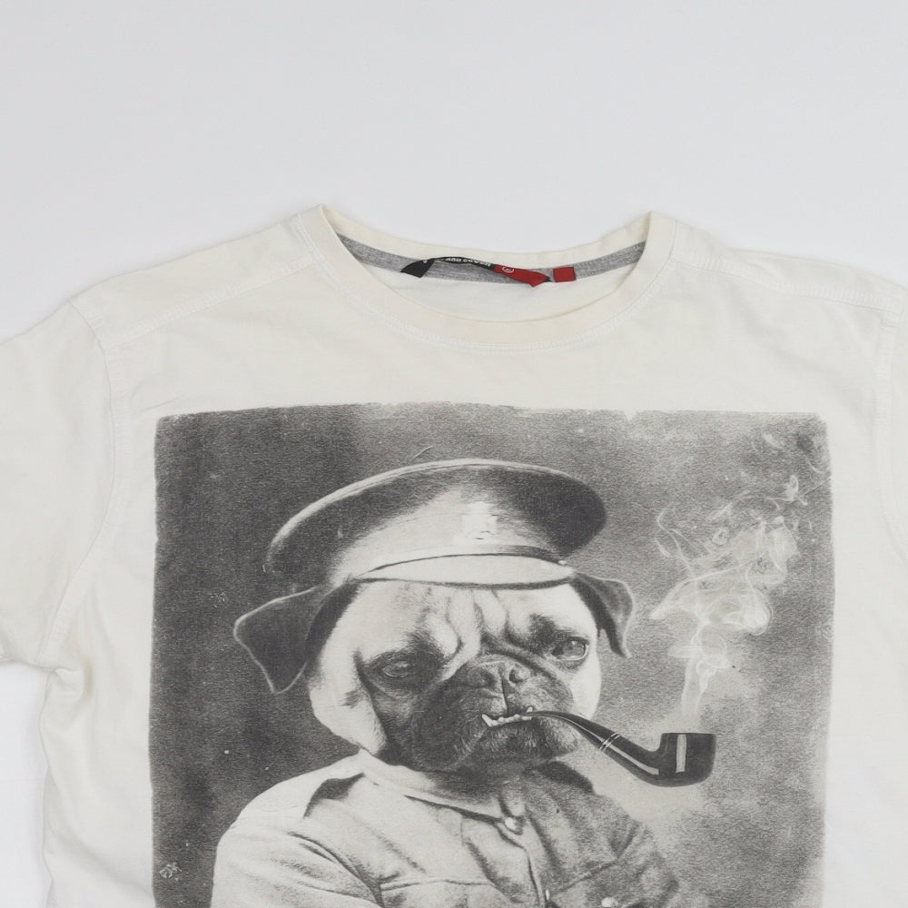 Duck & Cover Mens White    T-Shirt Size M