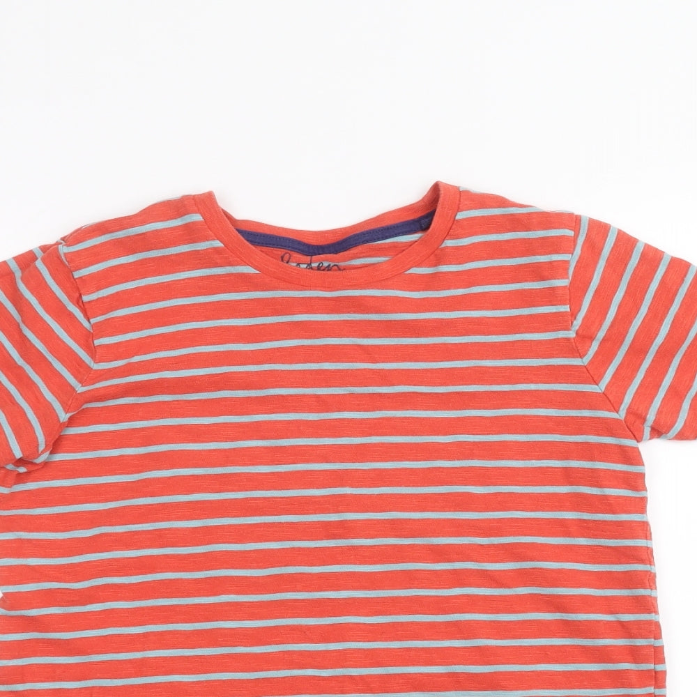 Mini Boden Boys Orange Striped  Basic T-Shirt Size 11-12 Years