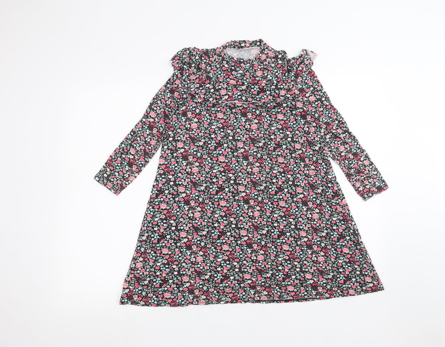 Matalan Girls Black Floral  A-Line  Size 11 Years
