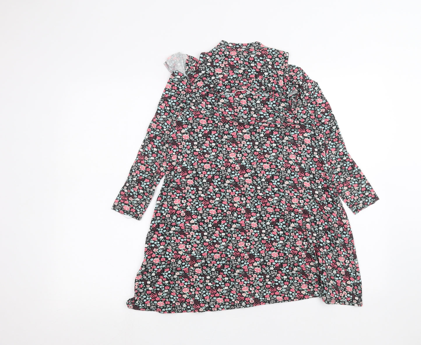 Matalan Girls Black Floral  A-Line  Size 11 Years