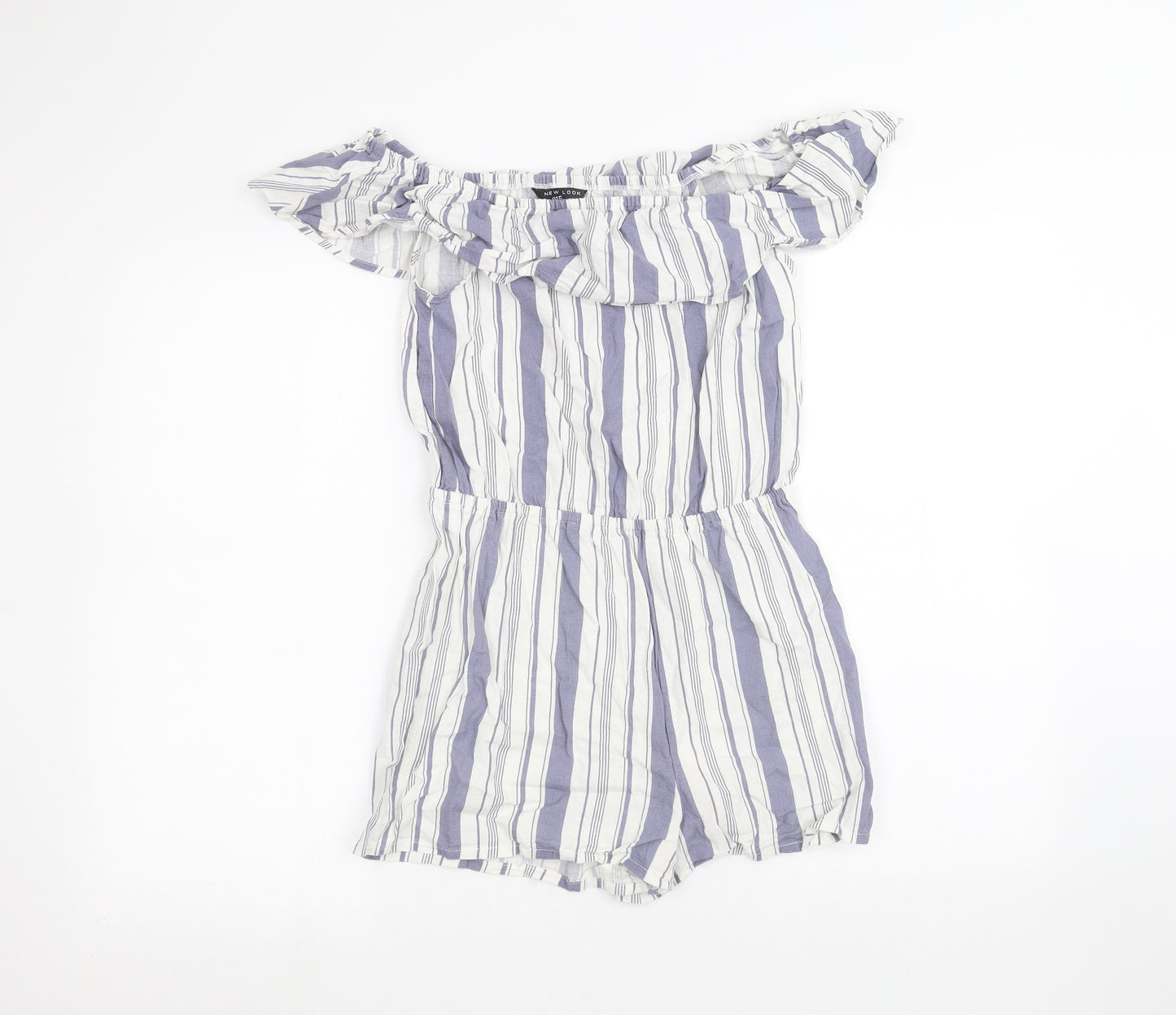 New Look Girls White Striped  Playsuit One-Piece Size 13 Years
