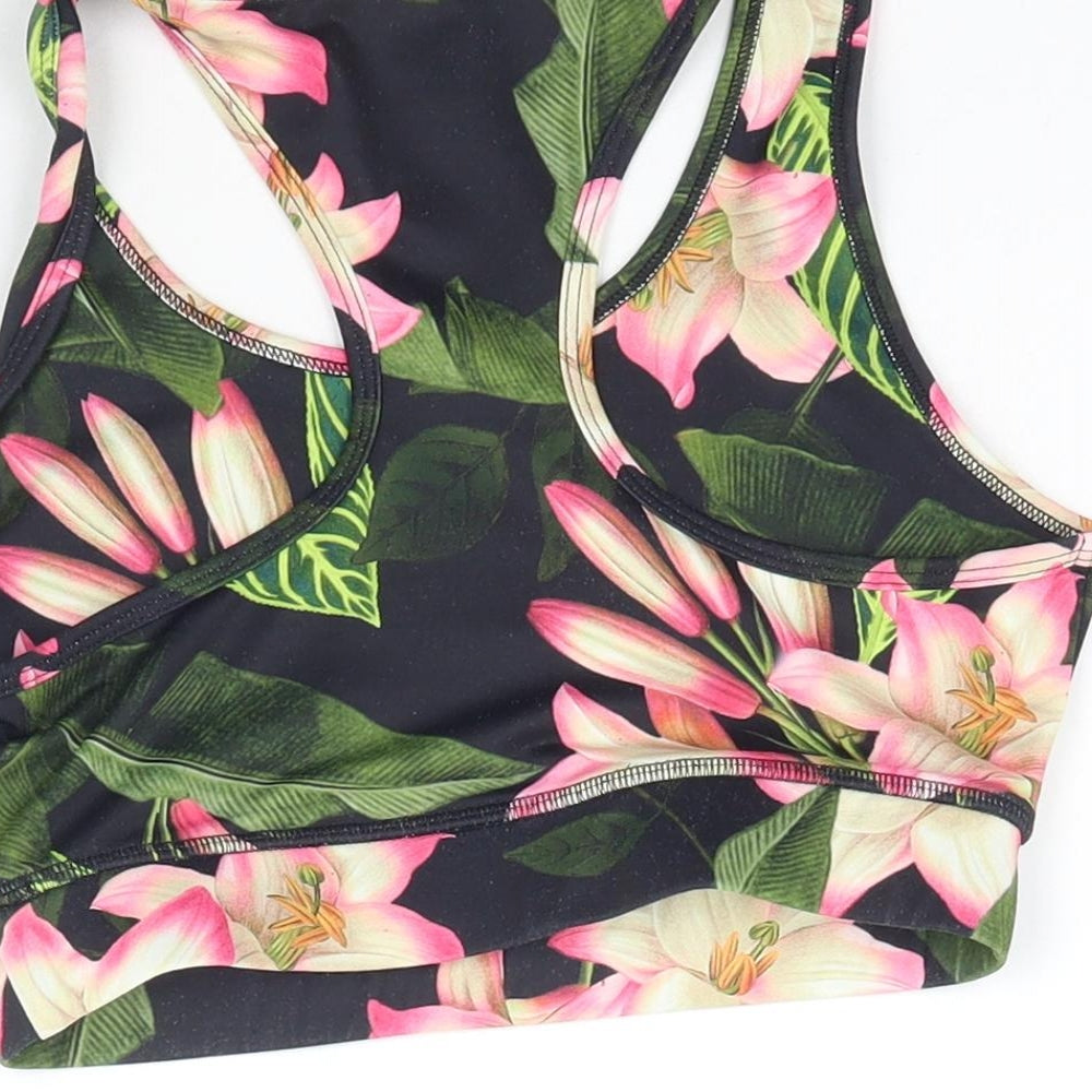F&F Womens Black Floral  Cropped Tank Size XS  - Sports Bra / Crop Top