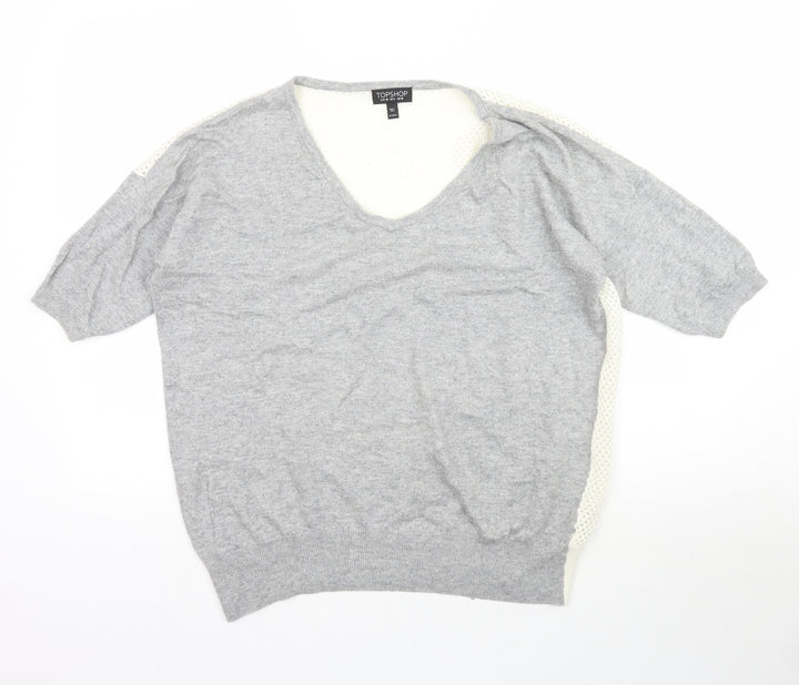 Topshop Womens Grey Knit Basic Blouse Size 10