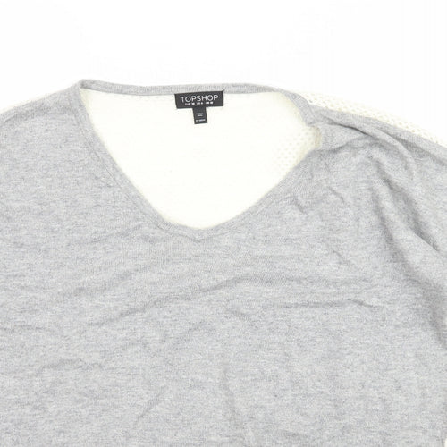 Topshop Womens Grey  Knit Basic Blouse Size 10