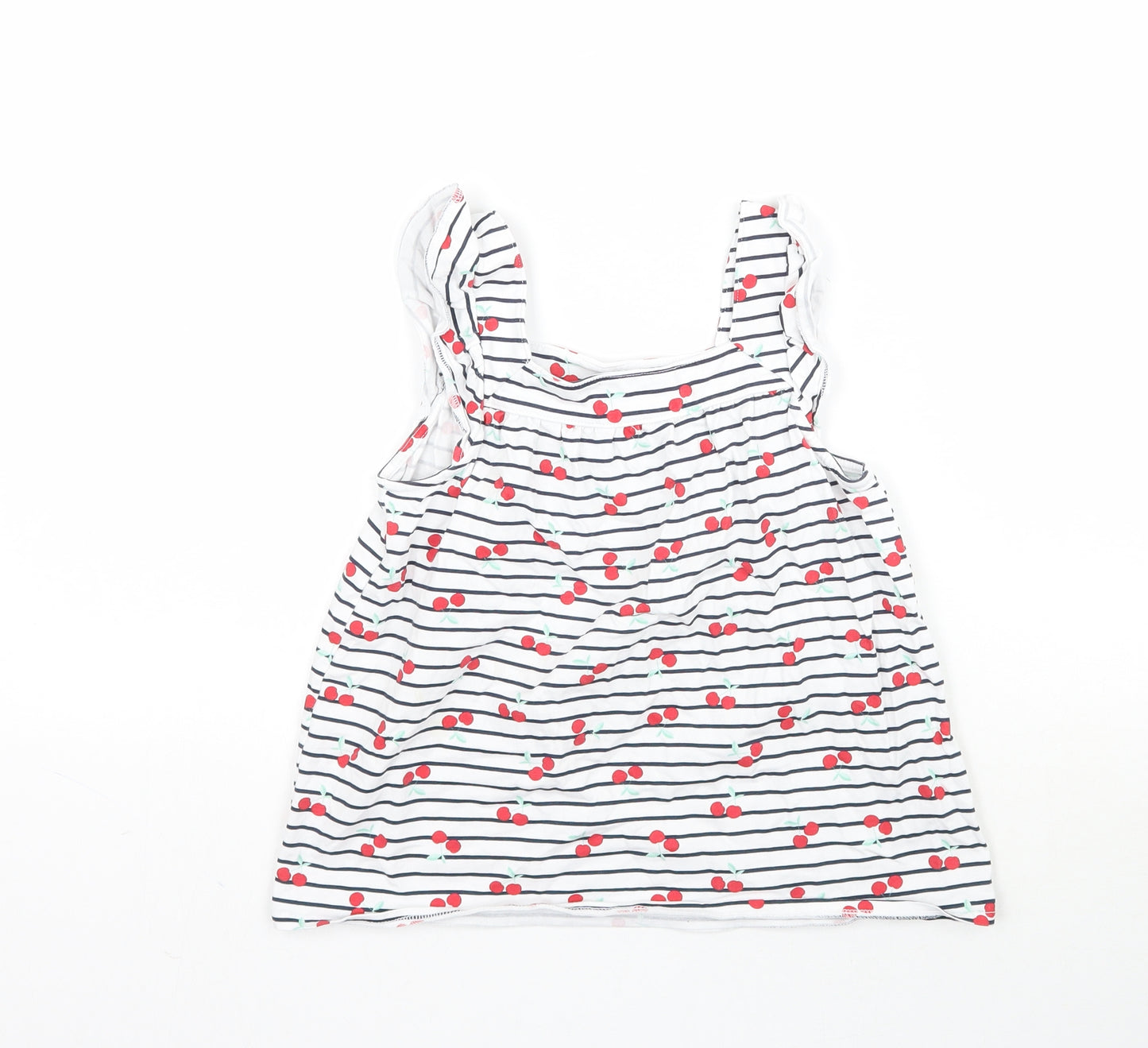 H&M Girls White Striped  Basic Blouse Size 7-8 Years  - Cherry Pattern