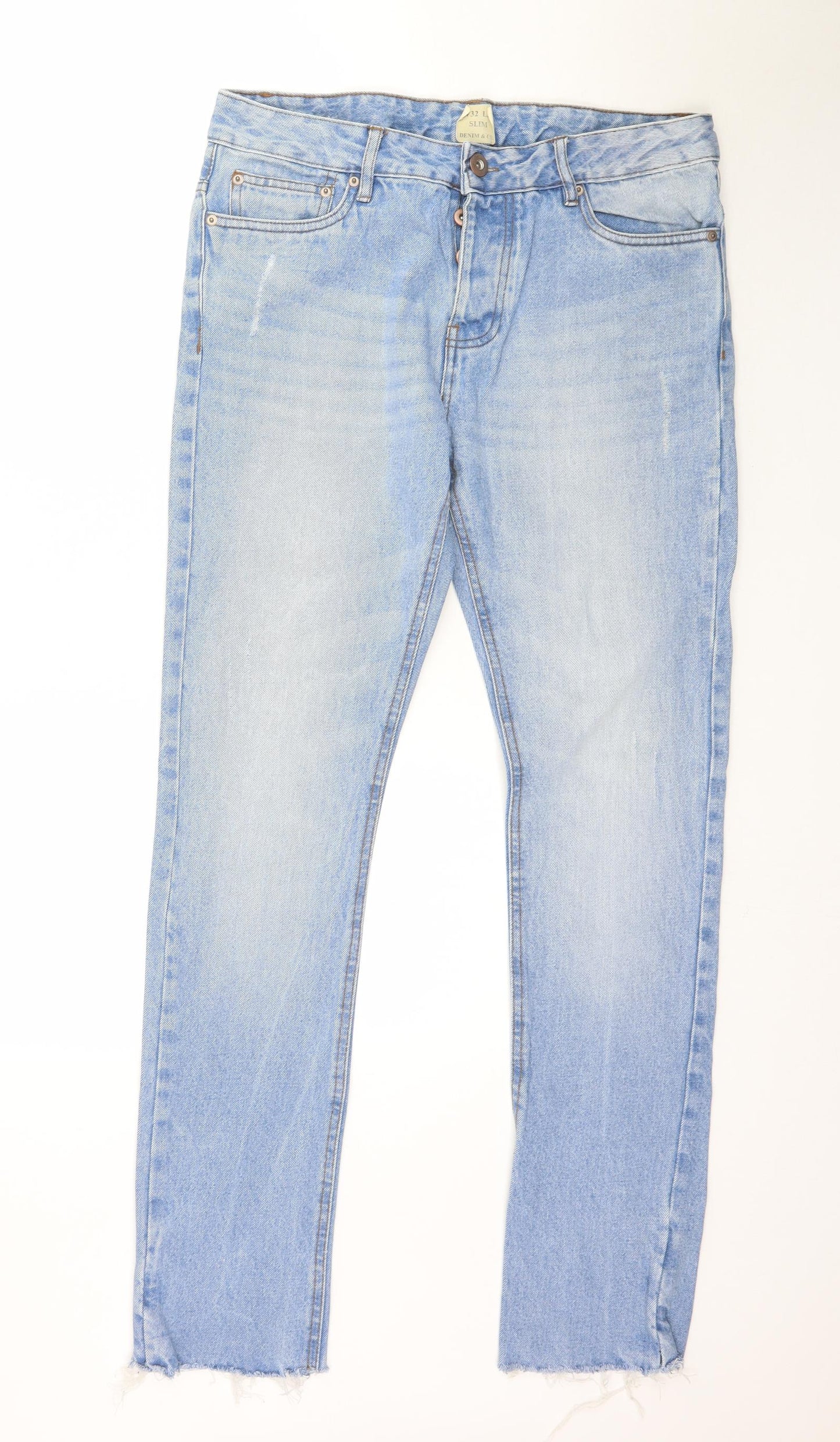 Denim Co. Mens Blue  Denim Straight Jeans Size 32 L32 in