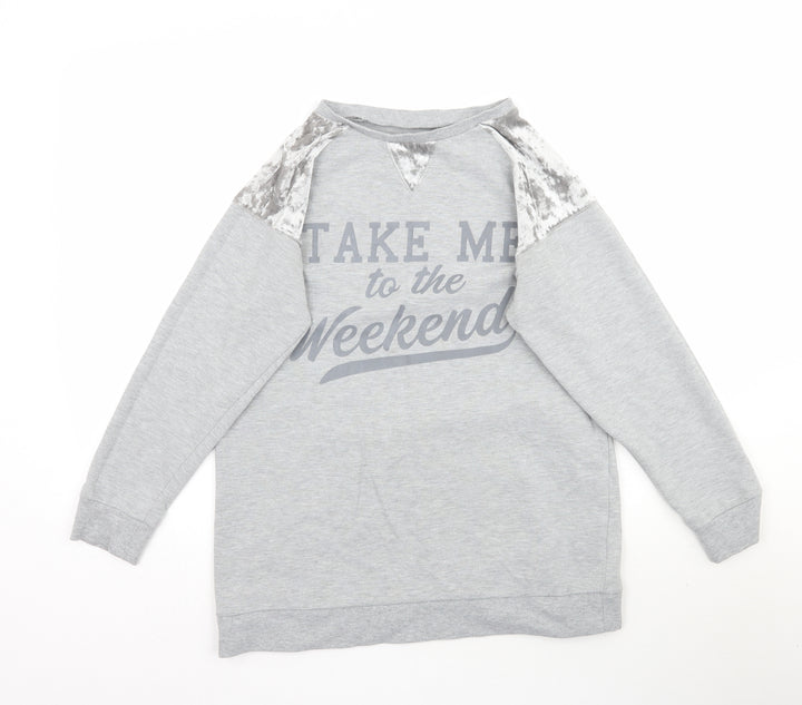 Peacocks Womens Grey Pullover Sweatshirt Size 10 - Take Me To The Weekend