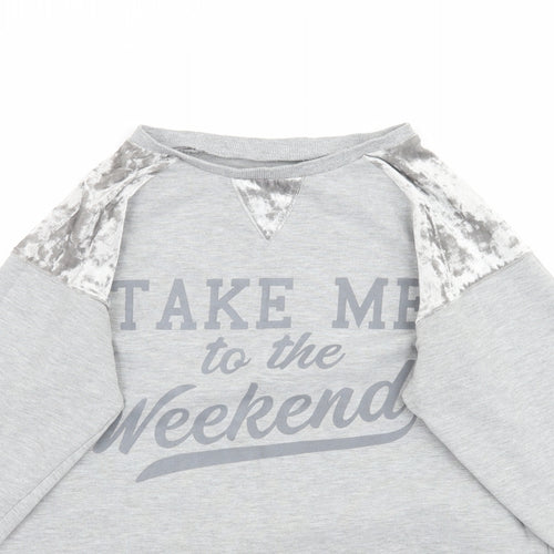 Peacocks Womens Grey   Pullover Sweatshirt Size 10  - Take Me To The Weekend