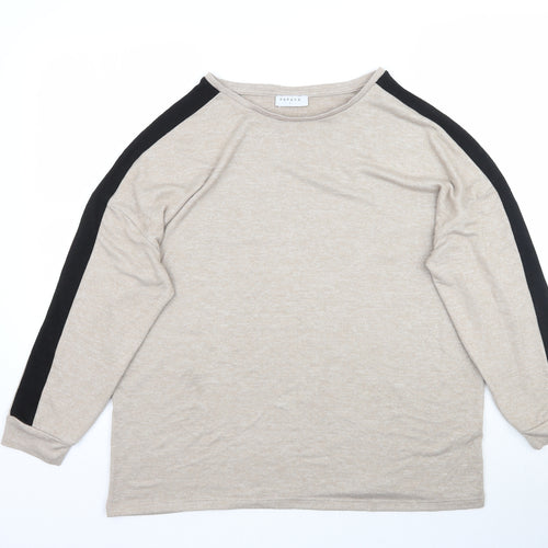 Papaya Womens Beige  Knit Pullover Jumper Size L