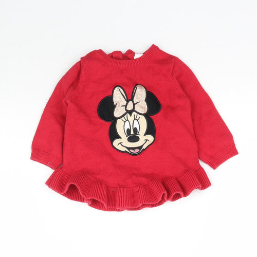 Disney Girls Red  Knit Basic Casual Size 0-3 Months  - Minnie Mouse