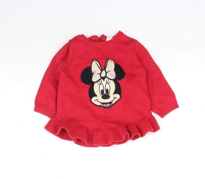 Disney Girls Red Knit Basic Casual Size 0-3 Months - Minnie Mouse