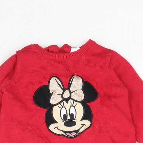 Disney Girls Red  Knit Basic Casual Size 0-3 Months  - Minnie Mouse
