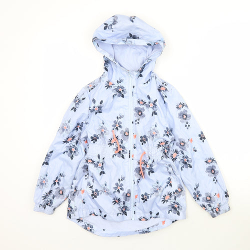 George Girls Blue Flecked  Rain Coat Coat Size 7-8 Years