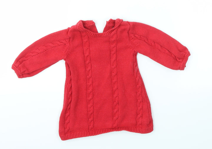 F&F Girls Red Jumper Dress Size 0-3 Months