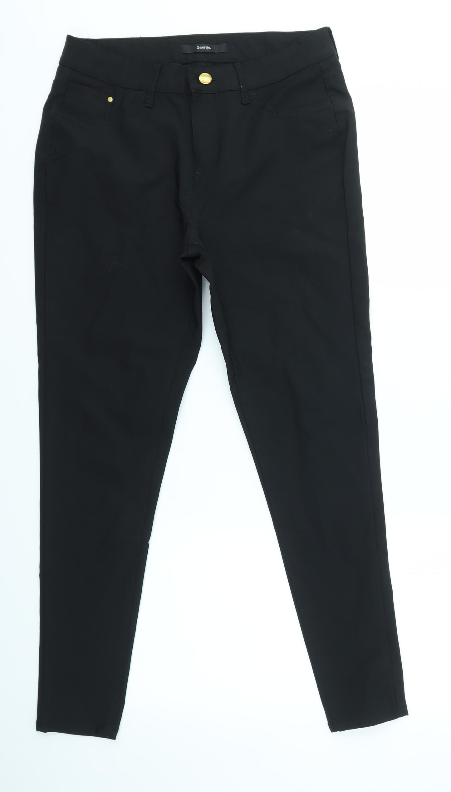 George Womens Black   Trousers  Size 12 L27 in - LEATHER LOOK