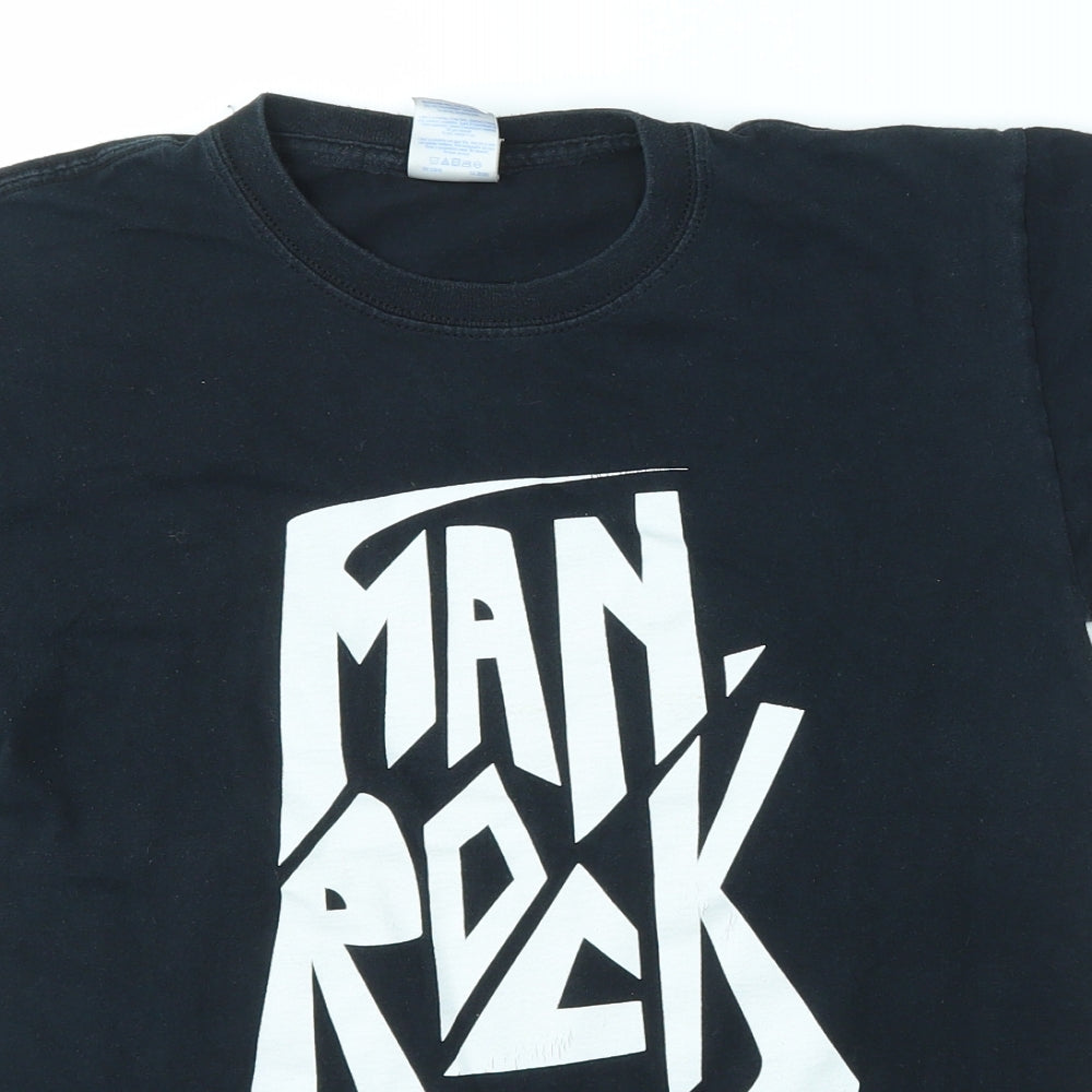 Gildan Mens Black    T-Shirt Size S  - MAN ROCK
