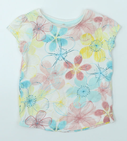 Front view of George Baby Multicoloured Floral Basic T-Shirt, size 18-24, Months