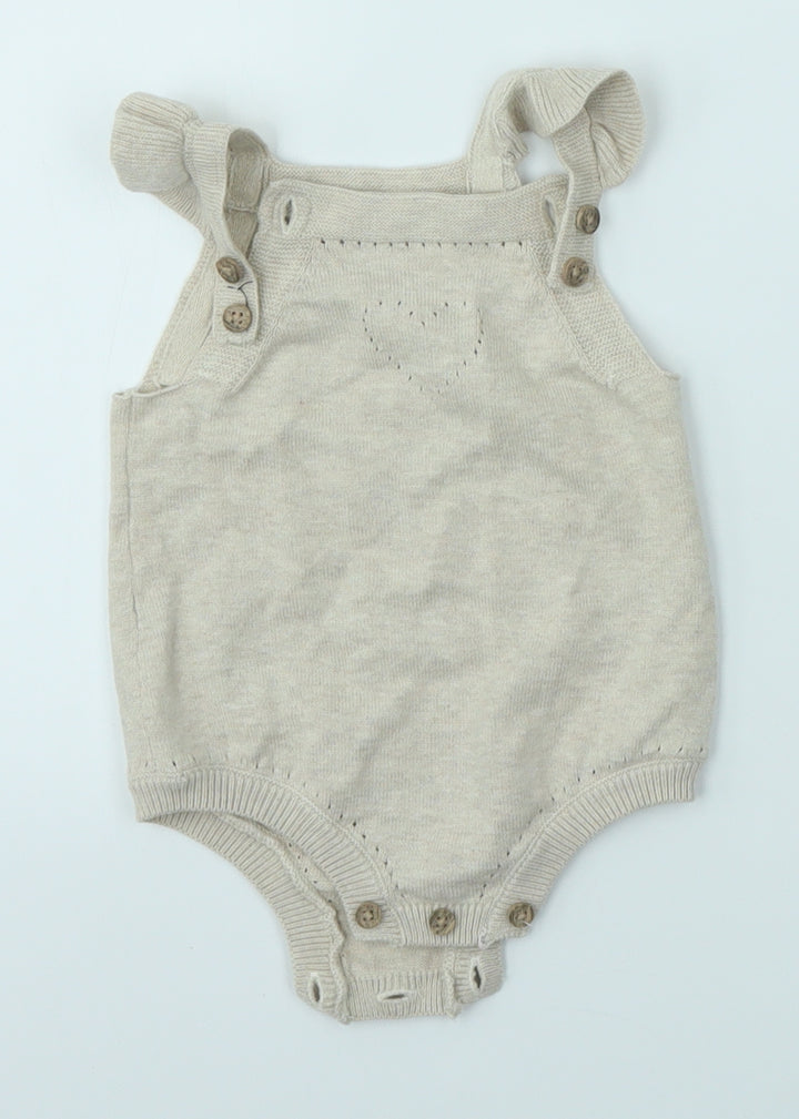 TU Baby Beige Dungaree One-Piece Size 0-3 Months