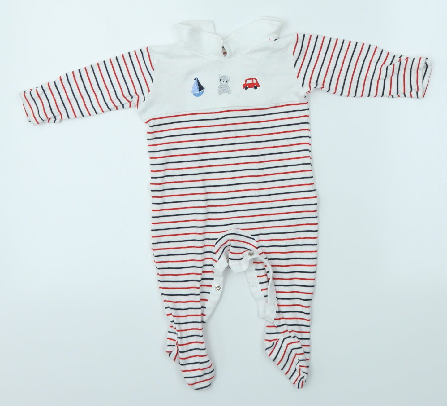 LITTLE NUTMEG Baby Multicoloured Striped  Babygrow One-Piece Size 3-6 Months