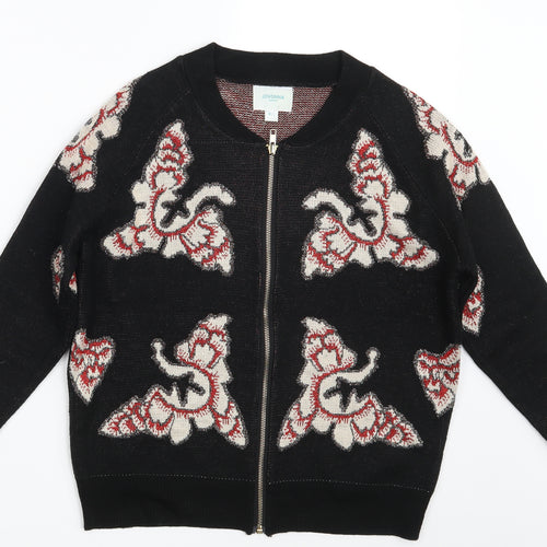 Jovonna Womens Black Floral  Cardigan Jumper Size M