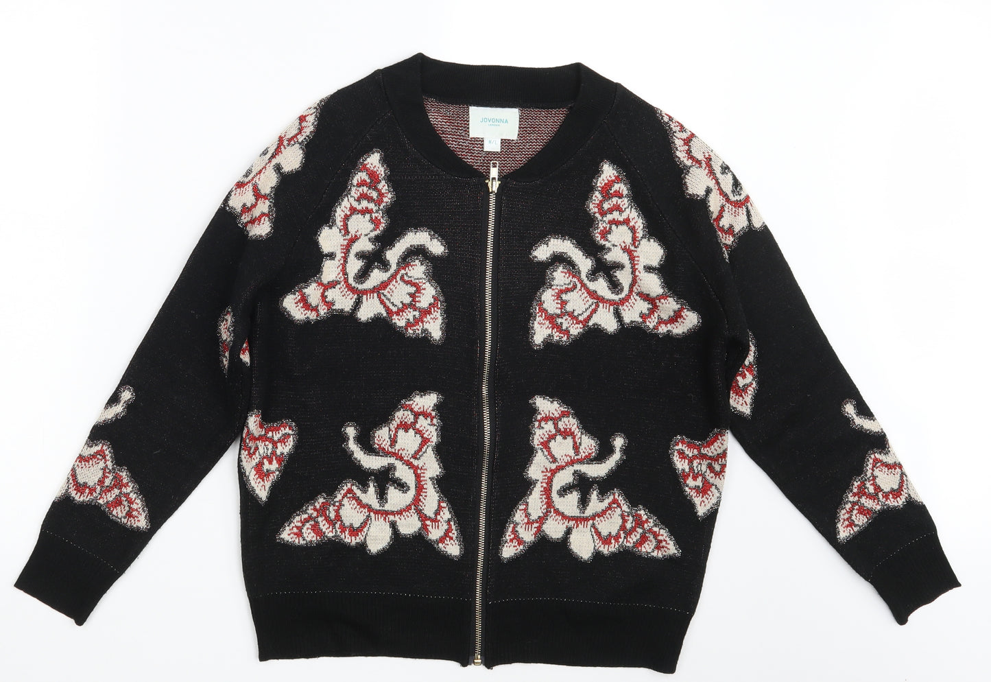 Jovonna Womens Black Floral  Cardigan Jumper Size M